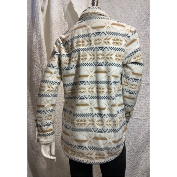 Columbia Women's Benton Springs Fleece Shirt Jacket Small Chalk Checkered Peaks - Picture 7 of 7